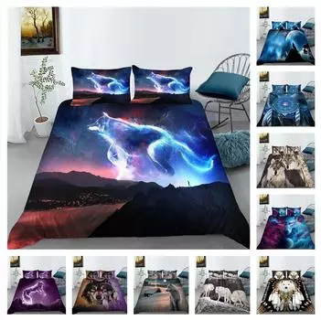 Комплект постельного белья 3D Wolf Series с жестоким лесным животным, пододеяльник, наволочка, 2 или 3 предмета, ткань из микрофибры, удобное украшение для дома Baby 100x135cm