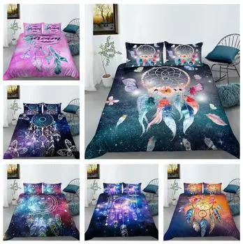 Комплект постельного белья 3D «Звездное небо» «Ловец снов» с пододеяльником и наволочкой с принтом «Ловец снов», 2/3 предмета, AU/EU/US/DE, полноразмерное украшение для дома Baby 100x135cm