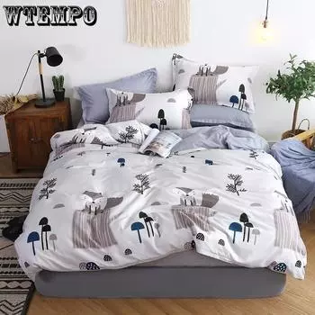 Комплект постельного белья 4 шт. Наборы пододеяльников Постельное белье в комплекте Простыня Наволочка Single 3pcs 150by200