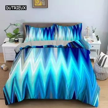 Комплект постельного белья Abstract Duvet Cover Set King Microfiber Blue Psychedelic Bedbling Set 2/3 Pieces Queen Size Warped Space Theme Twin Blanket EU single(135x200cm)