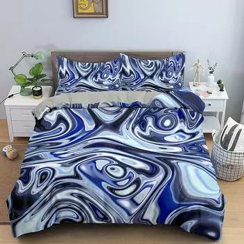 Комплект постельного белья Abstract Duvet Cover Set King Microfiber Blue Psychedelic Bedbling Set 2/3 Pieces Queen Size Warped Space Theme Twin Blanket EU single(135x200cm)
