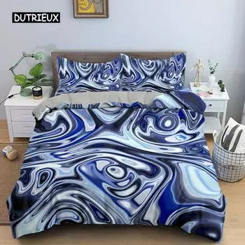 Комплект постельного белья Abstract Duvet Cover Set King Microfiber Blue Psychedelic Bedbling Set 2/3 Pieces Queen Size Warped Space Theme Twin Blanket EU single(135x200cm)