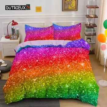 Комплект постельного белья Abstract Rainbow Colorful Queen King Single Duvet Cover Dream Polyester Sofar Covers Pillowcase Soft Bedwear 150x200cm 3pcs