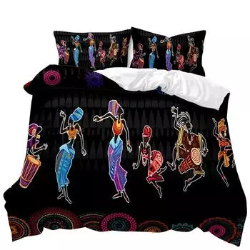 Комплект постельного белья African Woman Duvet Cover Set African Striped Twin Beddding Set Ethno Afro Traditional Exotic Queen King Polyester Qulit Cover 70x133cm 2pcs