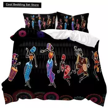 Комплект постельного белья African Woman Duvet Cover Set African Striped Twin Beddding Set Ethno Afro Traditional Exotic Queen King Polyester Qulit Cover EU single(135x200cm)