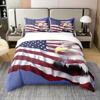 Комплект постельного белья «Африка», вид с воздуха на белоголового орлана, летящего в США, декоративный комплект постельного белья из 3 предметов с 2 наволочками, полный размер King Size 70x133cm 2pcs