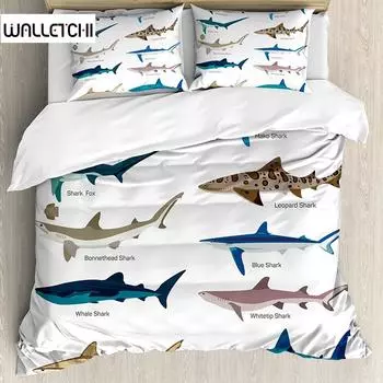 Комплект постельного белья «Акула» Типы комплектов постельного белья с рисунком «Акула» Постельное белье Наволочка Двуспальная кровать «Queen King Size» Комплект постельного белья из полиэстера EU single(135x200cm)