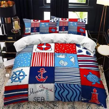 Комплект постельного белья Anchor, пододеяльник, одеяло, наволочка для взрослых, для женщин, 3D-одеяло, отличное парусное снаряжение Eu Twin 135x200cm