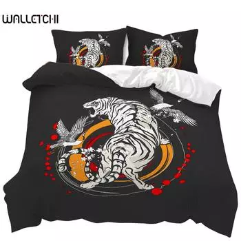 Комплект постельного белья Animal Duvet Cover Set Gecko and Crane Bohemian Exotic Tribal Style Комплект постельного белья Cool Animal Chic King Size Polyester Qulit Cover EU single(135x200cm)