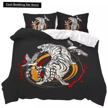 Комплект постельного белья Animal Duvet Cover Set Gecko and Crane Bohemian Exotic Tribal Style Комплект постельного белья Cool Animal Chic King Size Polyester Qulit Cover EU single(135x200cm)