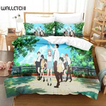 Комплект постельного белья «Аниме безмолвный голос», пододеяльник, одеяло, комплект постельного белья, наволочка, размер King Queen Twin для мальчиков и девочек взрослых 135X200cm