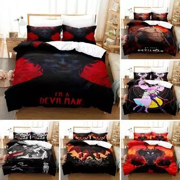 Комплект постельного белья Anime Devilman Crybab, пододеяльник, постельное белье, односпальное, двуспальное, королевского размера, пододеяльник, домашний текстиль 70x133cm 2pcs