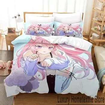 Комплект постельного белья «аниме-монахиня» для мальчиков и девочек, двуспальный размер, пододеяльник, наволочка, кровать для детей и взрослых, модный домашний текстиль EU Single 135x200cm