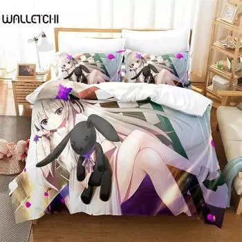 Комплект постельного белья Anime Yosuga No Sora, пододеяльник, одеяло, комплект постельного белья, наволочка, размер King Queen Twin для мальчиков и девочек для взрослых 135x200cm 2pcs