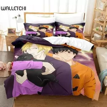 Комплект постельного белья «Банановая рыба», односпальная кровать, двуспальная кровать размера «king-size», комплект постельного белья для взрослых и детей, простыня с 3D-принтом и рисунком аниме 70x133cm 2pcs