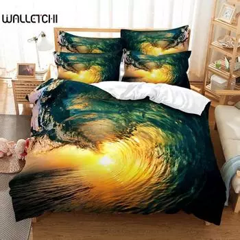 Комплект постельного белья Beaches And Waves, комплект пододеяльников, постельное белье с 3D-печатью, комплект постельного белья размера Queen, модный дизайн EU single(135x200cm)