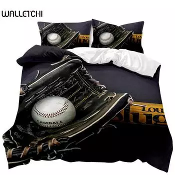 Комплект постельного белья «Бейсбол» с изображением спортивной тематики для мальчиков и детей, комплект постельного белья «Бейсбол» с 3D-принтом, двуспальное одеяло размера «king-size» из полиэстера EU single(135x200cm)