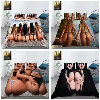 Комплект постельного белья «Бикини Красота» с 3D цифровой печатью, пододеяльник, односпальная кровать, двуспальная кровать, полный размер, комплект домашнего постельного белья, 2/3 шт. DE 100x135cm