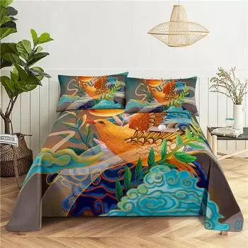 Комплект постельного белья Bird Tree Duvet Cover Set, стиль китайской живописи, полиэстеровое одеяло, для детей, мальчиков и девочек, комплект постельного белья King Queen Full Size 70x133cm 2pcs