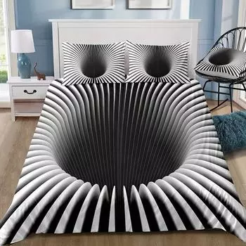 Комплект постельного белья Black Hole 3D с психоделическим геометрическим узором и цифровой печатью, комплект из трех предметов EU single 135*200