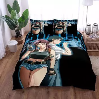 Комплект постельного белья Black Lagoon Duvet Cover Set King Queen Double Full Twin Single Size EU single(135x200cm)