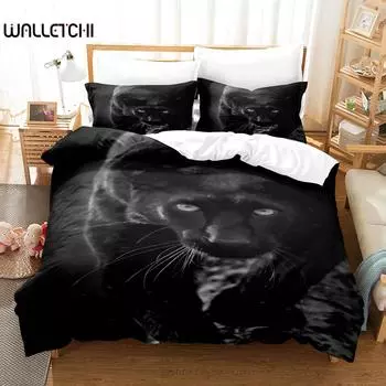 Комплект постельного белья Black Panther King Size Black Leopard для детей и мальчиков Safari Cheetah Animal Theme 2/3 шт. Пододеяльник EU single(135x200cm)
