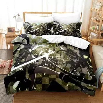 Комплект постельного белья Black Rock Shooter, пододеяльник, комплект постельного белья, пододеяльник, наволочка, одеяло размера «king-size», комплект постельного белья для мальчиков и взрослых 135X200cm-2pcs