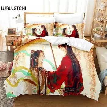 Комплект постельного белья «Благословение небесного чиновника Тянь Гуань Ци Фу», для девочек, взрослых, односпальная кровать, двуспальная кровать, пододеяльник, наволочка, постельное белье 135X200cm