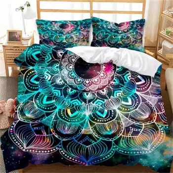 Комплект постельного белья Bohemian Mandala Twin Queen King Full Size, комплект постельного белья из микрофибры в синем стиле Boho Chic для мальчиков, девочек, детей и подростков Eu Twin 135x200cm