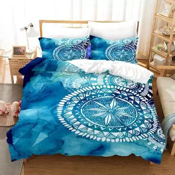 Комплект постельного белья Bohemian Mandala Purple Duvet Cover Set Single Twin Double Queen King Cal King Size 135x200cm