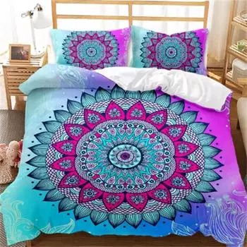 Комплект постельного белья Bohemian Mandala Twin Queen King Full Size, комплект постельного белья из микрофибры в синем стиле Boho Chic для мальчиков, девочек, детей и подростков Eu Twin 135x200cm