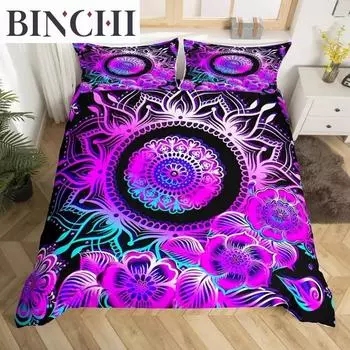 Комплект постельного белья Bohemian Mandala, комплект постельного белья из 3 предметов, мягкий, удобный, дышащий, для спальни 70x133cm 2pcs