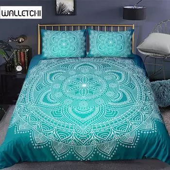 Комплект постельного белья Bohemian Mandala из 2/3 предметов, двуспальное, двуспальное, королевского размера, пододеяльник и наволочка, мягкое постельное белье EU single(135x200cm)