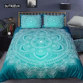 Комплект постельного белья Bohemian Mandala из 2/3 предметов, двуспальное, двуспальное, королевского размера, пододеяльник и наволочка, мягкое постельное белье EU single(135x200cm)