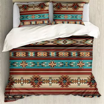 Комплект постельного белья Boho Aztec Full Queen King Size для подростков, взрослых, мужчин, женщин, пододеяльник с 2 наволочками, декор для спальни, 3 предмета EU single(135x200cm)