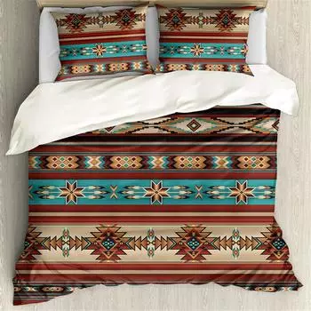 Комплект постельного белья Boho Aztec Full Queen King Size для подростков, взрослых, мужчин, женщин, пододеяльник с 2 наволочками, декор для спальни, 3 предмета 70x133cm 2pcs