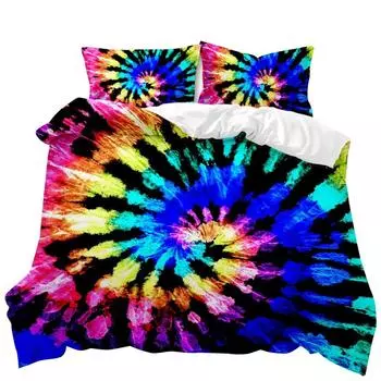Комплект постельного белья Boho Tie Dye, комплект постельного белья в стиле хиппи, комплект постельного белья синего и фиолетового цвета для двоих, цыганский комплект постельного белья размера «king-size», полиэстеровый чехол для одеяла 70x133cm 2pcs