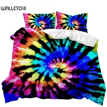 Комплект постельного белья Boho Tie Dye, комплект постельного белья в стиле хиппи, комплект постельного белья синего и фиолетового цвета для двоих, цыганский комплект постельного белья размера «king-size», полиэстеровый чехол для одеяла EU single(135x200c