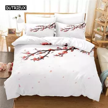 Комплект постельного белья Branch Flower, комплект пододеяльников, постельное белье с 3D-печатью, комплект постельного белья размера Queen, модный дизайн US Queen(228x228cm)