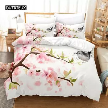 Комплект постельного белья Branch Flower, комплект пододеяльников, постельное белье с 3D-печатью, комплект постельного белья размера Queen, модный дизайн EU single(135x200cm)