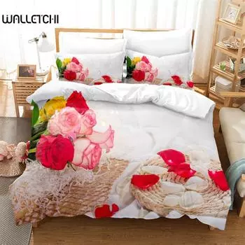 Комплект постельного белья Bright Roses, комплект пододеяльников, постельное белье с 3D-печатью, комплект постельного белья размера Queen, модный дизайн EU single(135x200cm)