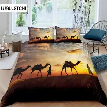 Комплект постельного белья Camel Duvet Cover Sunset Desert Adventure Tehme Quilt Cover King Size Wildlife Animal Комплект постельного белья для детей и подростков EU single(135x200cm)