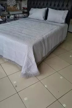 Комплект постельного белья Carilla стеганый 3 шт, Комплект покрывал 230х250 Наволочка 50х70 Двойной размер Серый