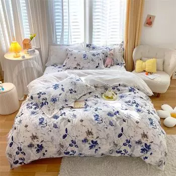 Комплект постельного белья Chinoserie Blossom Cotton Reversible Duvet Cover Set King Queen Double Full Twin Single Size 150x200cm