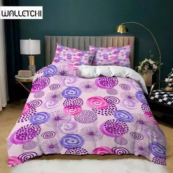 Комплект постельного белья Circle с разноцветными точками, розовыми, серыми и фиолетовыми кругами для подростков, комплект постельного белья для взрослых, двуспальная кровать из микрофибры, королева, королева, пододеяльник EU single(135x200cm)