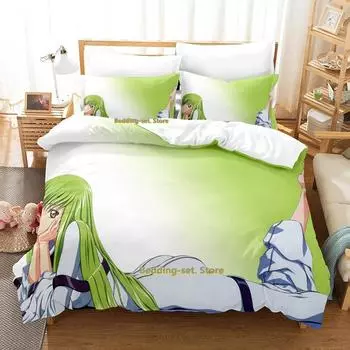 Комплект постельного белья Code Geass Single Twin Full Queen King Size Bed Set Adult Kids Bedroom Duvetcover Sets 3D Print Anime Bed Set EU Single 135x200cm
