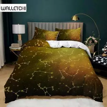 Комплект постельного белья Constellation King Size с золотыми звездами и градиентом на золотом фоне Sky Soft Microfiber Twin Комплект постельного белья для подростков EU single(135x200cm)