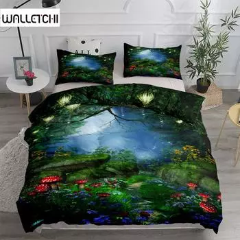 Комплект постельного белья Cottagecore Forest Roads King Queen Double Full Twin Single Size Duvet Cover Pillow Case Комплект постельного белья EU single(135x200cm)