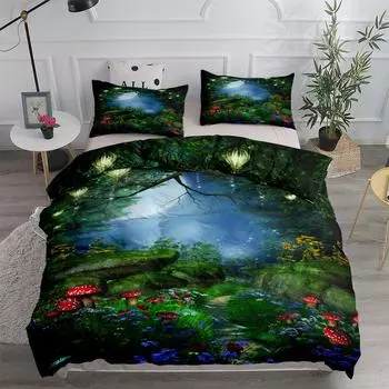 Комплект постельного белья Cottagecore Forest Roads King Queen Double Full Twin Single Size Duvet Cover Pillow Case Комплект постельного белья 140x210cm