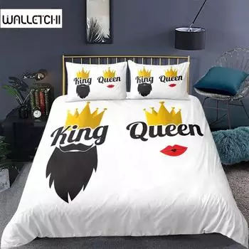 Комплект постельного белья Couple_Lover из 3 предметов, белый, черный, с принтом, пододеяльник, комплект постельного белья, удобная дышащая простыня, постельное белье из хлопка EU single(135x200cm)